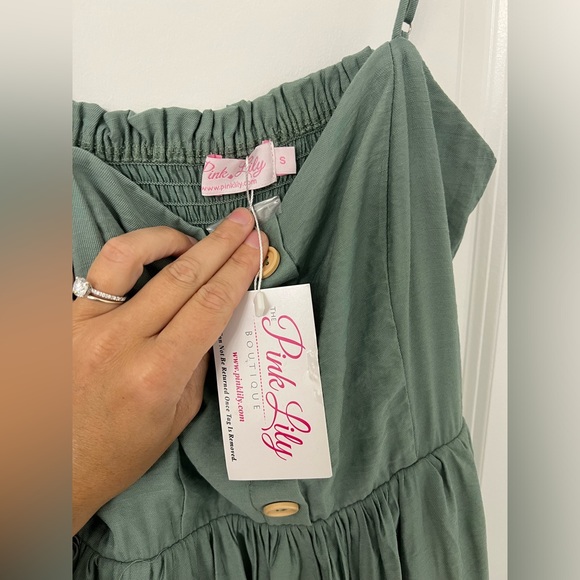 Pink Lily NWT Small green midi sundress - Picture 2 of 3